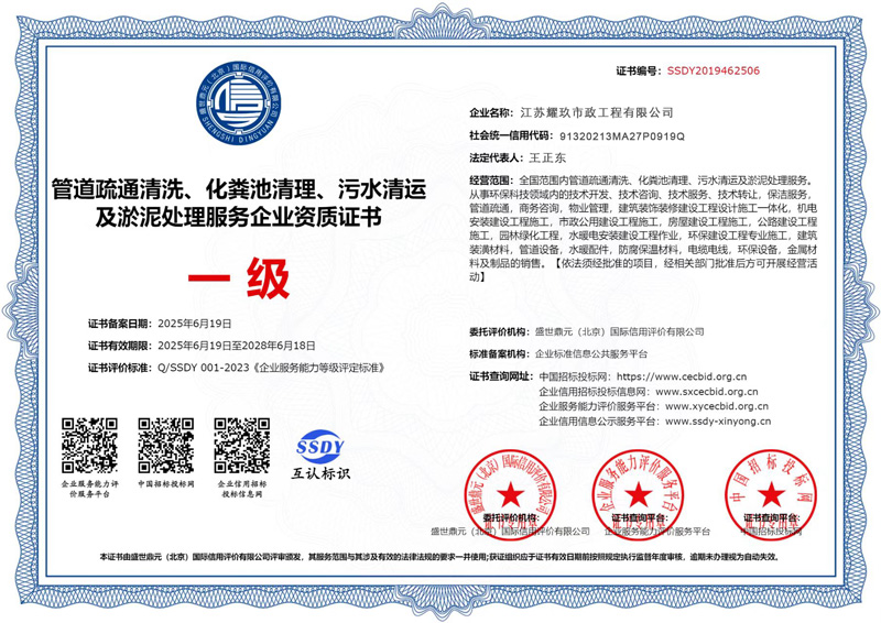 阳光嘉园企业资质证书